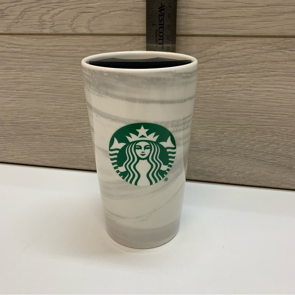 Starbucks 2020 Coffee TravelCeramic Tumbler Gray Swirl Marble 12 Oz